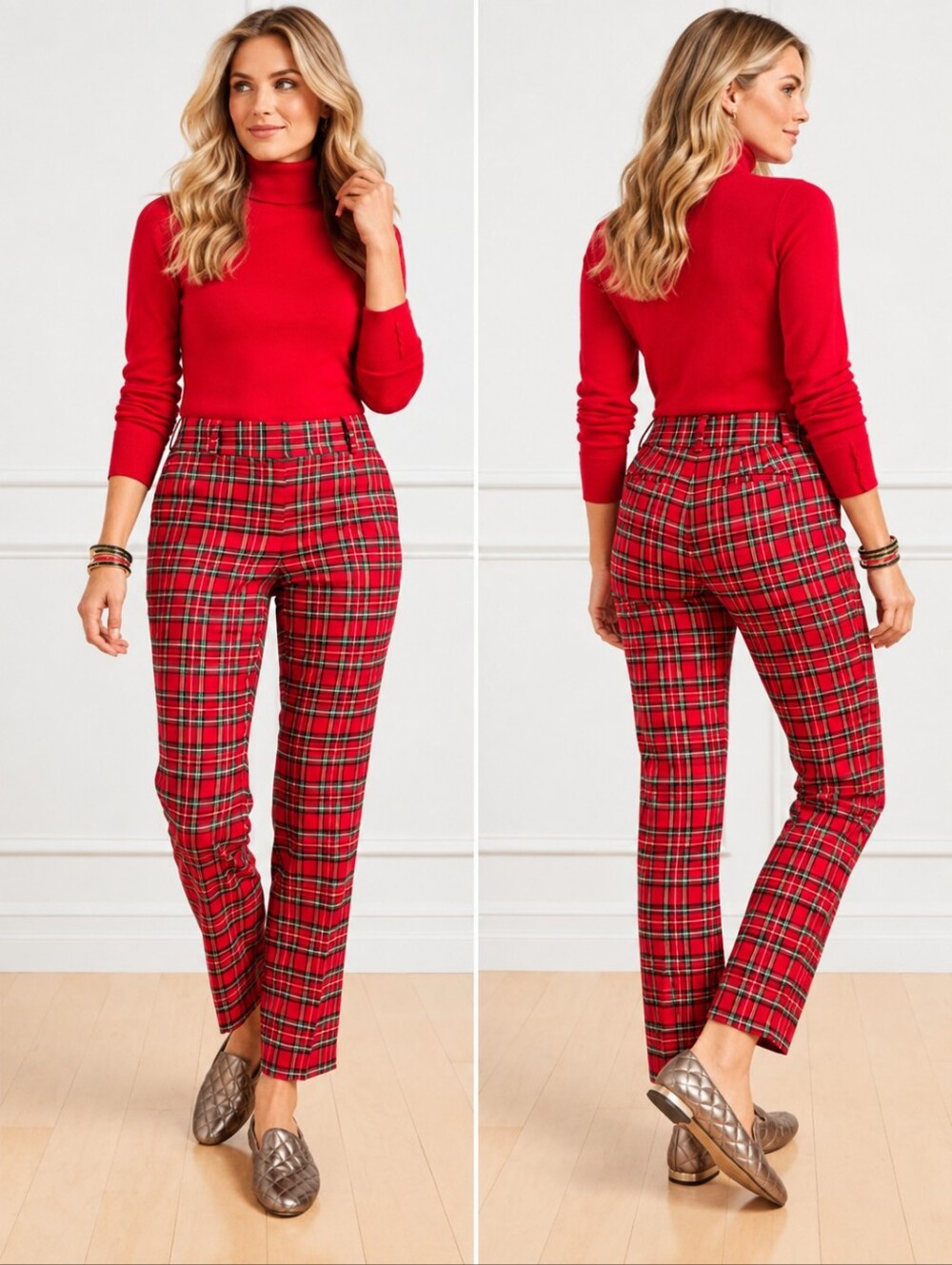 β€οΈ TALBOTS HAMPSHIRE WOOL BLEND STRAIGHT ANKLE PANTS, APPLE CIDER TARTAN PLAID